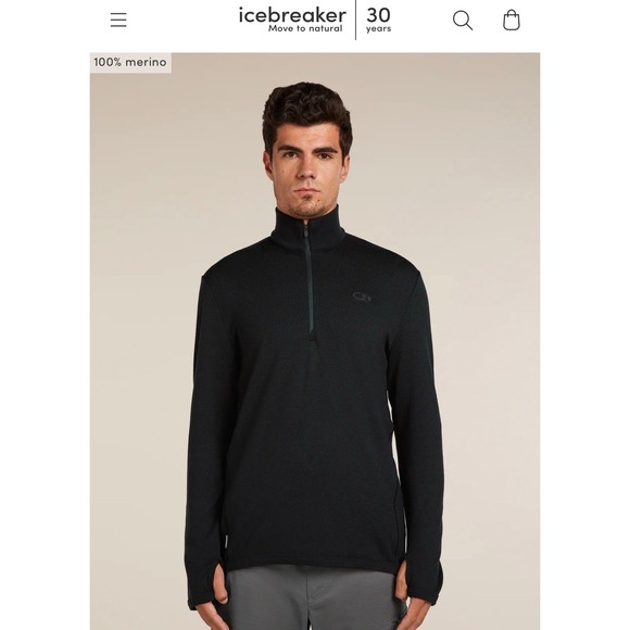 Icebreaker Other - Men's black New Zealand Merino wool 200 Original Long Sleeve Half Zip Top